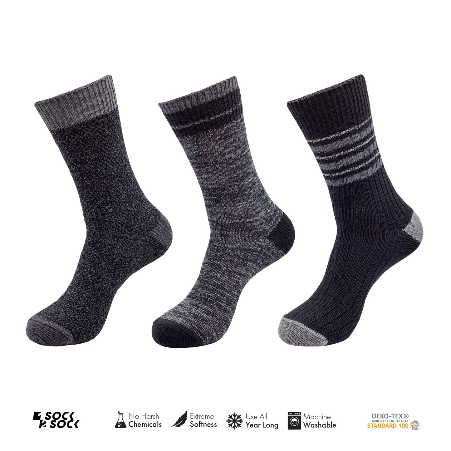 3 PACK COMFORT BOOT SOCKS BLACK