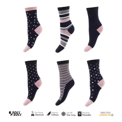 6 PACK BAMBOO SOCKS BLACK