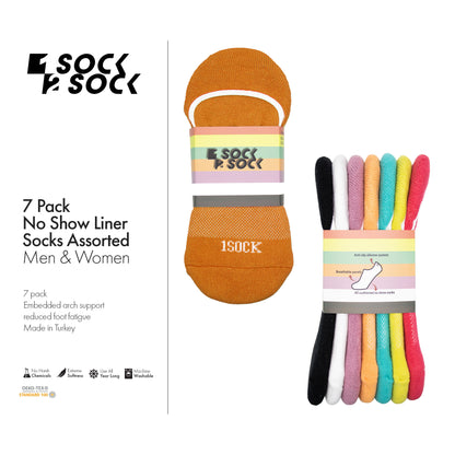 7 PACK NO SHOW LINER SOCKS ASSORTED