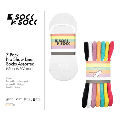 7 PACK NO SHOW LINER SOCKS ASSORTED