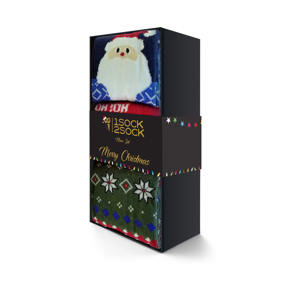3 PACK CHRISTMAS SOCKS SANTA